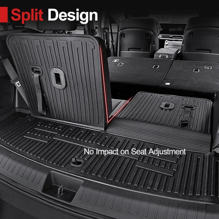 سجادات لـ 2024 2025 2026 Hyundai Santa Fe Fit Hybrid and Gas، TPE حماية لجميع الأحوال الجوية حصيرة شحن صندوق السيارة المخصصة مع حصيرة مسند الظهر