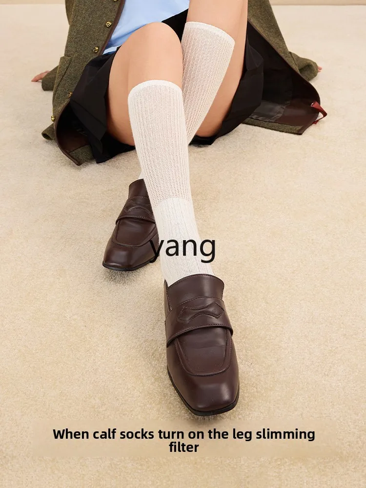 LMM stockings women's spring and summer knitted high tube white socks with boots white calf socks