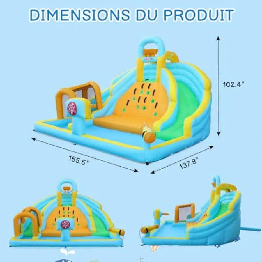 450W 에어 블로워가 포함된 야외용 에어바운스 워터 슬라이드 파크 슬라이드 바운서 클라이밍 월 점핑 풀 바운시 캐슬