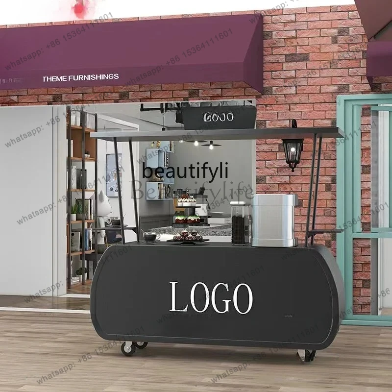 Food Dining Car Trolley Mobile Square Promotion Float Display Stand Mobile Dining Cart Square Promotion Stall Car