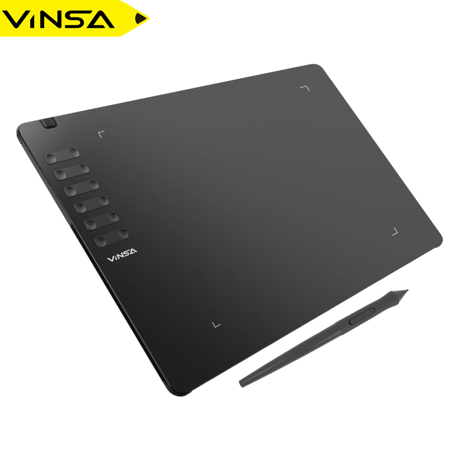 VINSA T1161 Graphics Drawing Tablet Ultra-thin Art Creation Sketch with Battery-free Stylus 8 Pen Nibs 8192 Levels Pressure