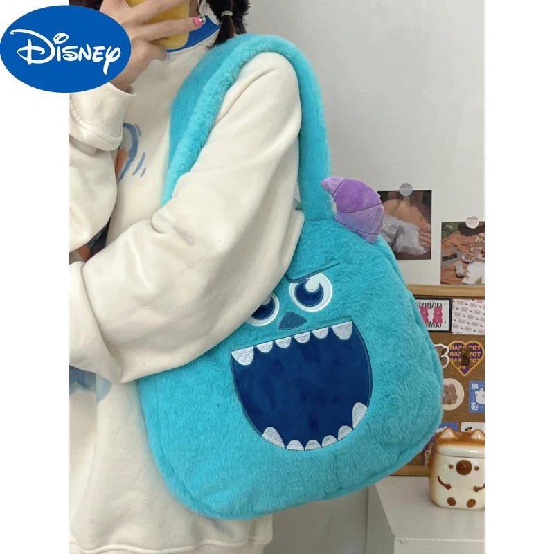 MINISO Disney Cartoon Doll Plush Bag Girl Sullivan Cartoon Shoulder Bag Cute Student Embroidery Handbag Women Handbags