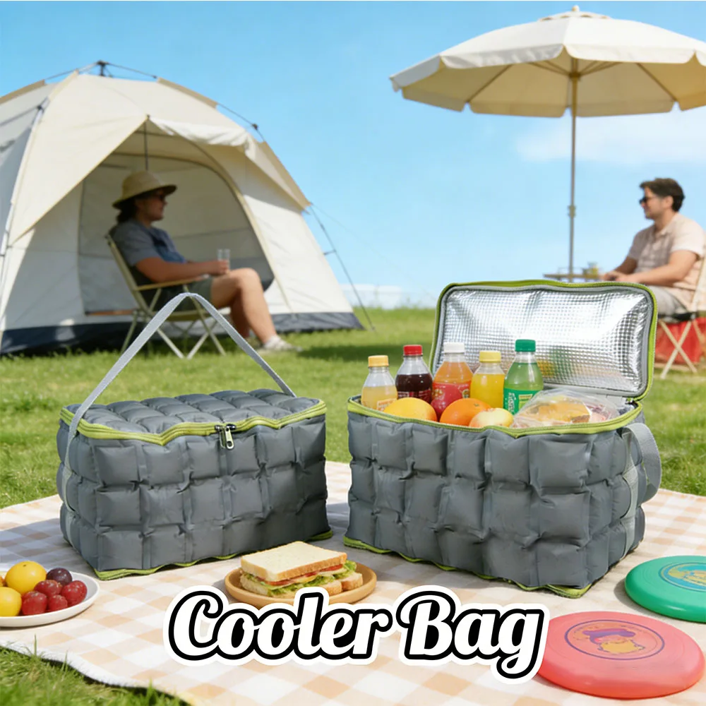 

Large Freezable Cooler Bag With Shoulder Strap Reusable Collapsible Insulated Leakproof Food Tote For Travel Picnic Camping