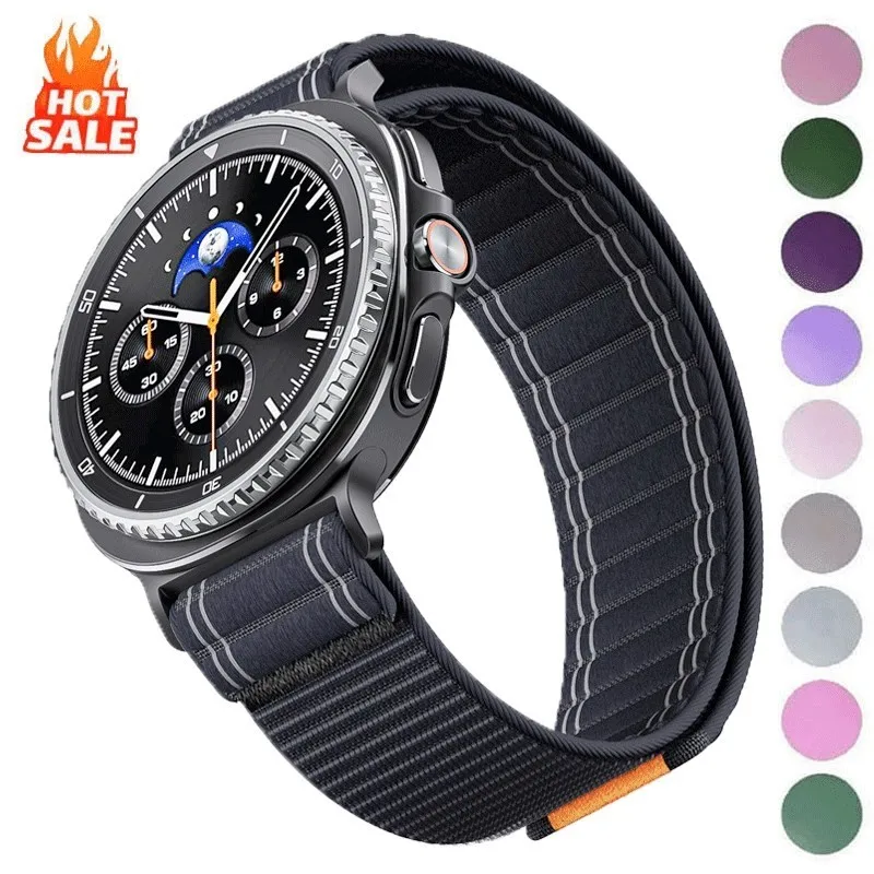 Nylon-Schlaufen-Sportarmband, kompatibel mit Samsung Galaxy Watch 8 40 mm/44 mm/46 mm, 2025, weiches, verstellbares Ersatzarmband für Damen und Herren