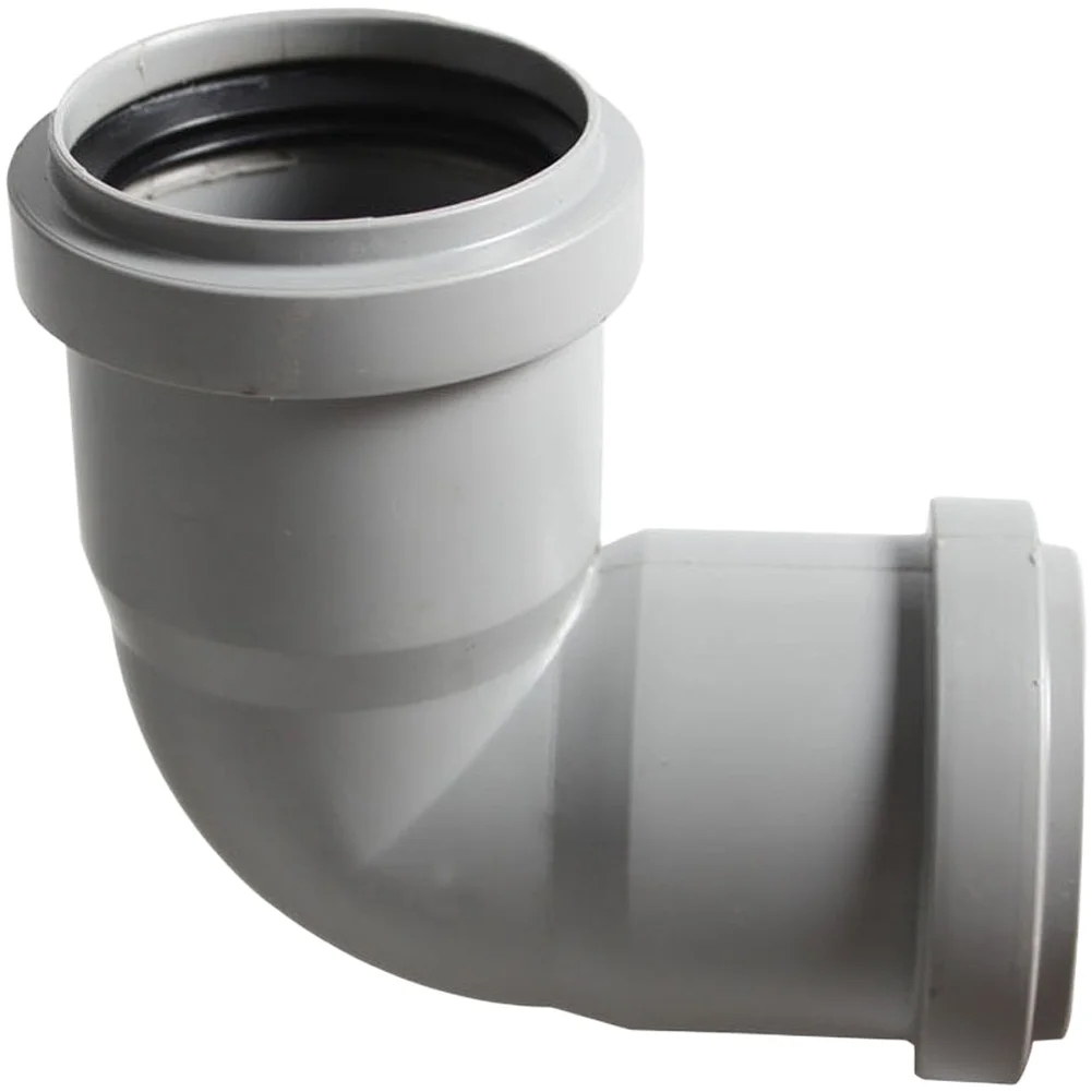 50mm Plastic For Drain Pipe Elbow with Right Angle 90 Degree Orientation and Push Fit Coupling with Built In O Ring Seal