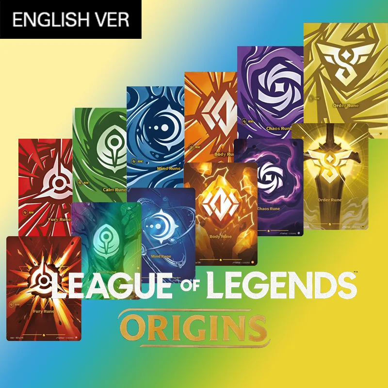 Tarjeta Coleccionable de League of Legends, Versión en Inglés, Serie OGN Rune: Runa de la Furia, Runa del Calma, Runa de la Mente, Runa del Cuerpo, Runa del Caos
