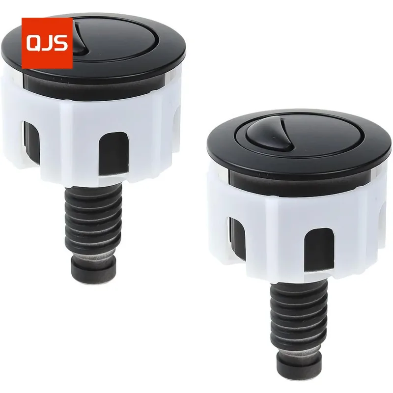 

2PCS Toilet Flush Button, Black Round Dual Toilet Push Button Flush Parts Universal WC Flusher Cistern Tank Toilet Flush System