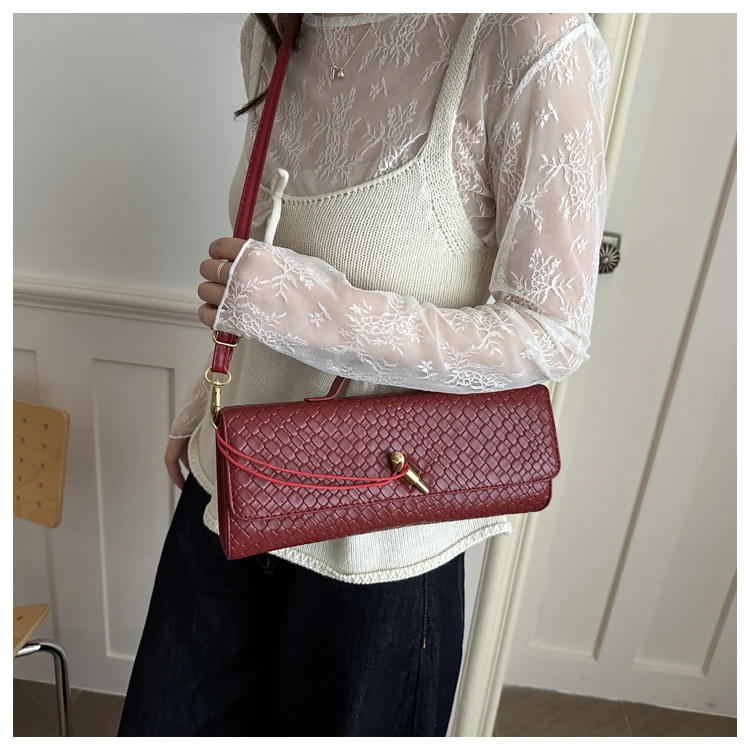 Bolso de Hombro Elegante con Textura Tejida, Estilo , Bolso de Mano para Cena, Bolso Cruzado para Mujer, Estilo Casua...