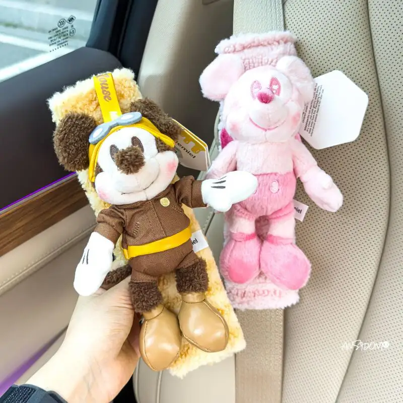 Disney Car Seat Belt Shoulder Cover Cute Mickey Pilot Doll Soft Wear-Resistant Creative Shoulder Cover Couple New Car Gift