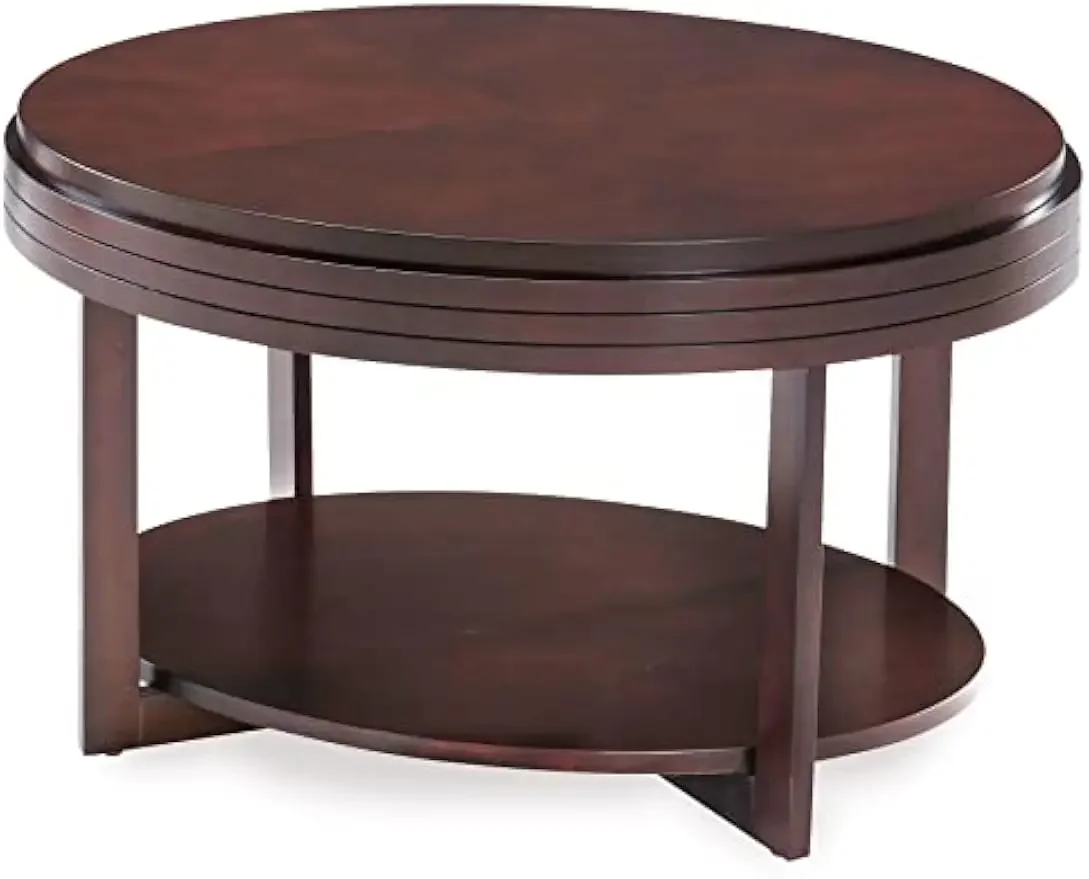 Leick Home 10109-CH Oval Small Coffee Table with Shelf, Chocolate Cherry, 23 in x 33 in x 19