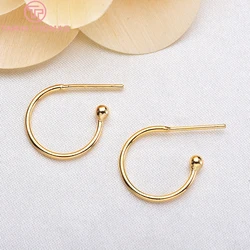 24K Gold Plated Brass Round Circle Brincos, Loop Stud Earring, Fazer Jóias, Achados Acessórios, 10PCs, 12mm, 15mm, 20mm, 2232