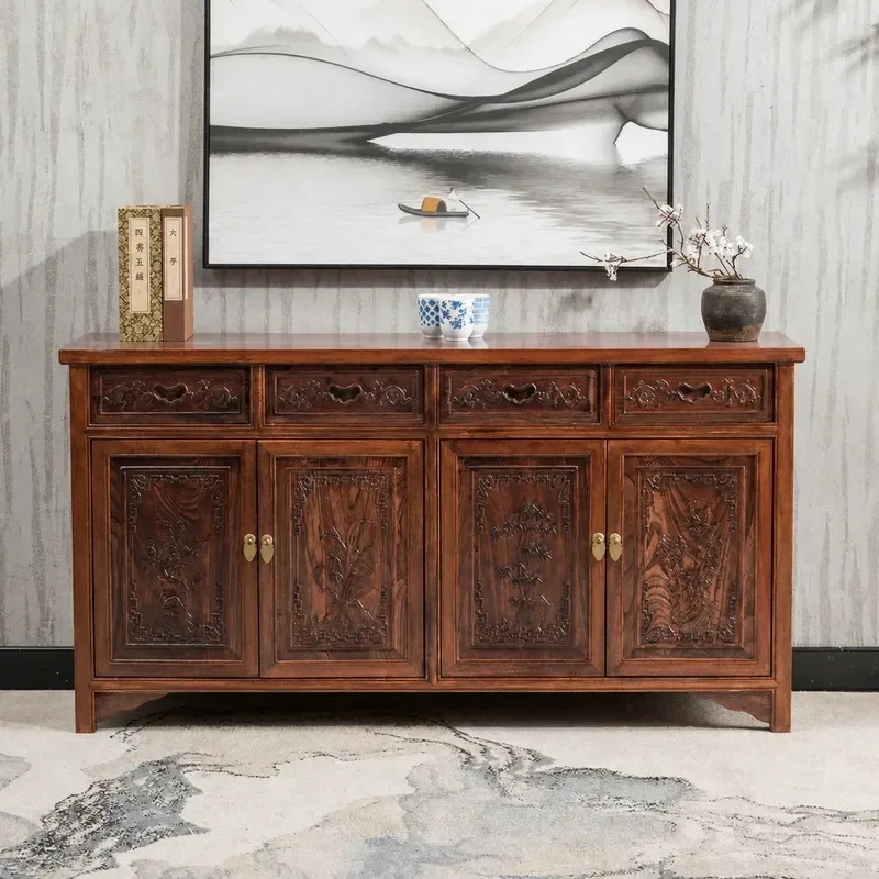 Solid Wood Dining Side Cabinet Chinese Style Locker for Living Room Kitchen Multi Functional Tea Cabinet Entryway Storage
