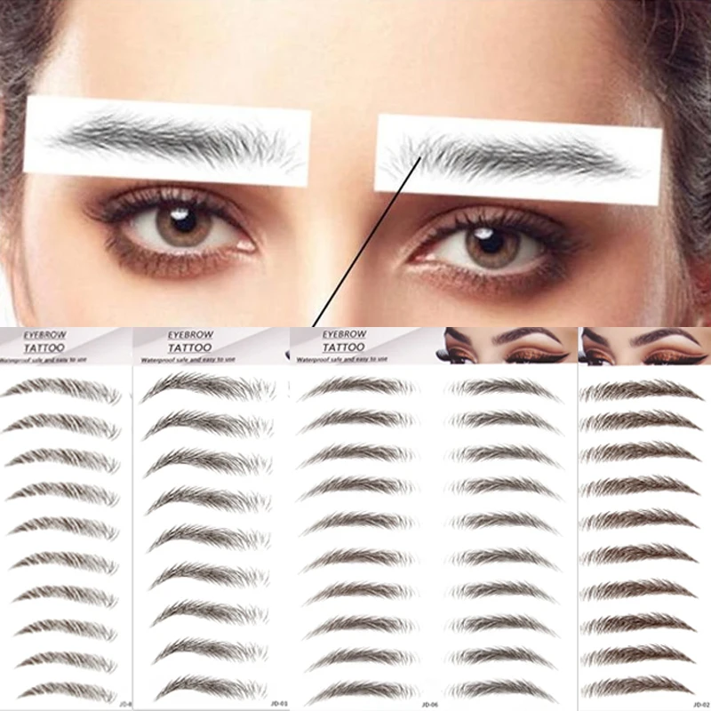 4D Eyebrow Tattoo Stickers Natural False Eyebrows Long Lasting Waterproof Makeup Eye Brow Stickers Women Eyebrow Makeup Tools