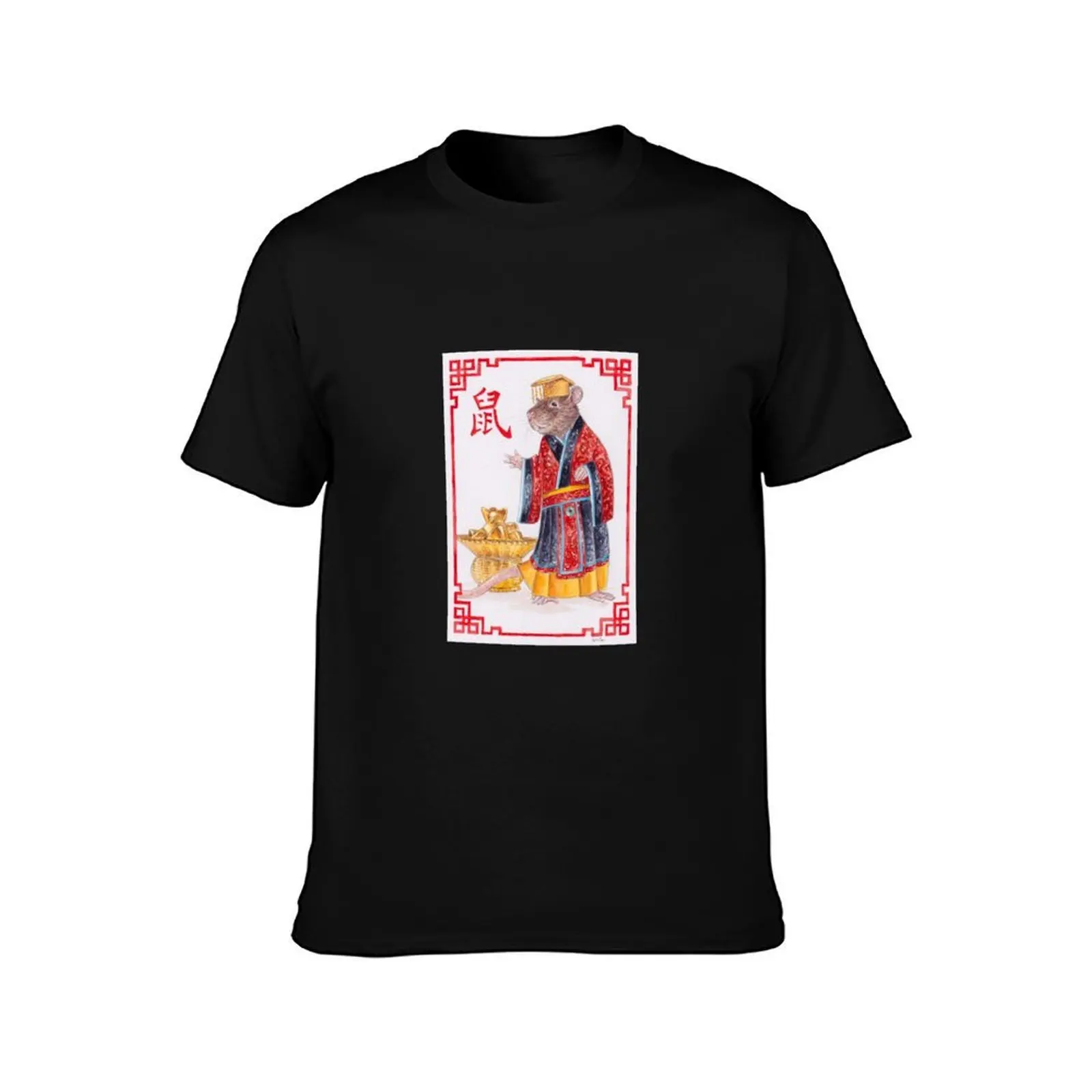 Year of the Rat 2020 T-Shirt, Summer Casual Cotton Tee, Oversized Streetwear Tops, Vintage Graphic Print, Loose Fit Short Sleeve