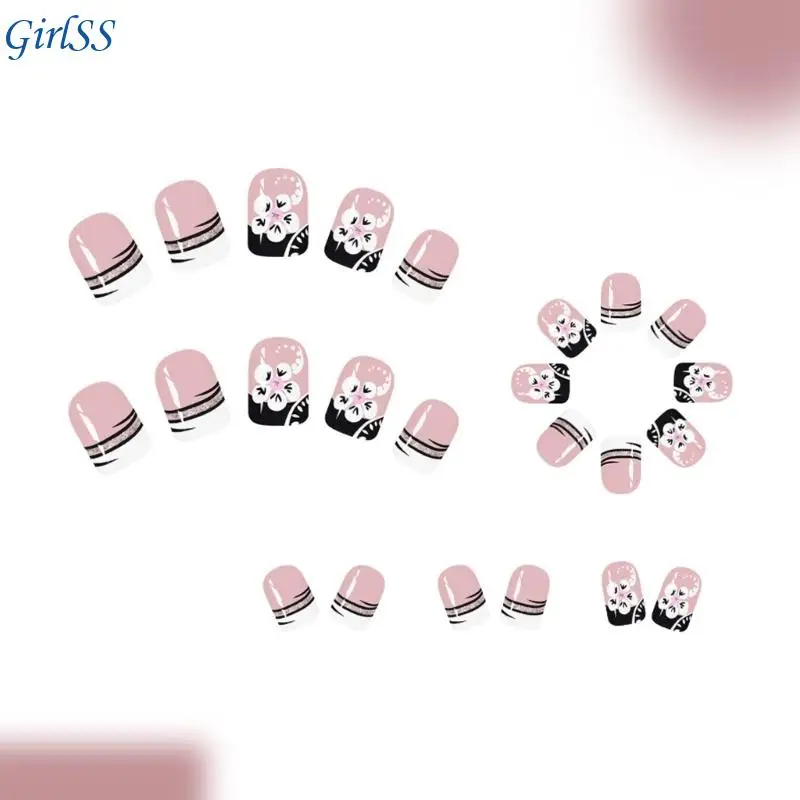 Presse carrée sur ongles fleur faux ongles colles sur ongles paillettes acrylique faux ongles T4MB