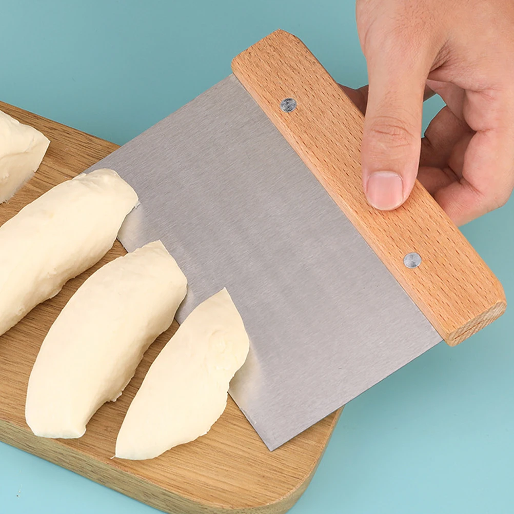 

2pcs Dough Bench Scraper For Kitchen Stainless Steel Wood Handle Baking Tool Pizza Cake Butter Spreader Pastry Chopper Food