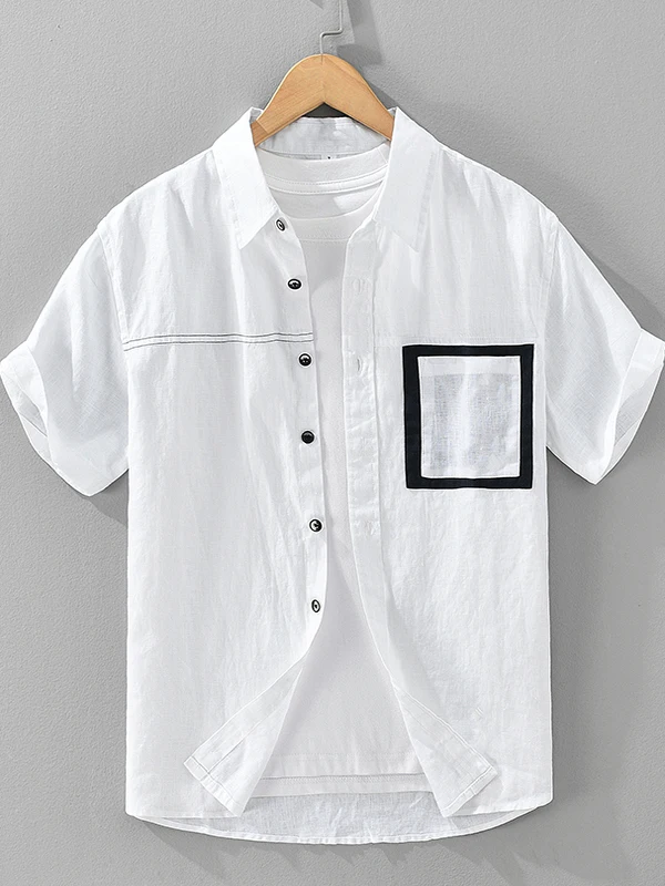 

Retro Chinese Style Linen Short Sleeve Men's Shirt Summer Breathable Fashionable Casual Artistic Top Youth Popular Standard Fit