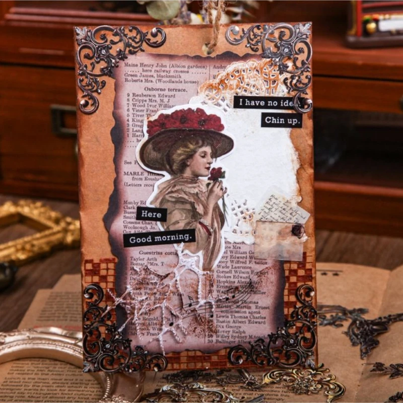 24 แผ่น/แพ็คสมุดสติ๊กเกอร์ Baroques Series สติกเกอร์มุมสำหรับเด็กผู้หญิง