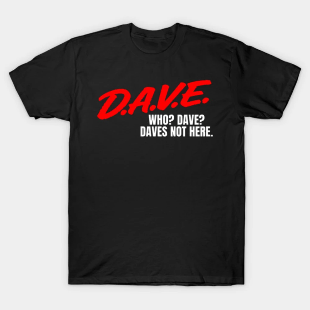 

Men Women 2026 Red White DAVE Slogan Vintage Horror Print Cotton Motorcycle T-shirt Retro 80s Film Short Sleeve Street Clothes