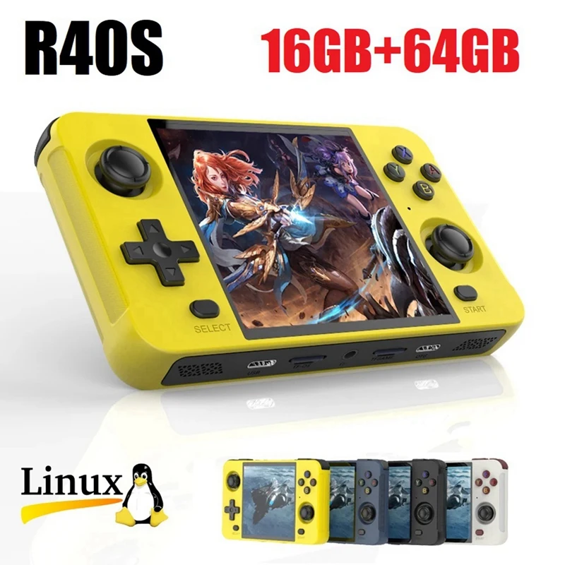 

R40S Retro Video Game Console 16GB+64GB Wifi+BT Linux Support For GBA GBC PSP PS1 N64 DC NDS ARCADE Simulator