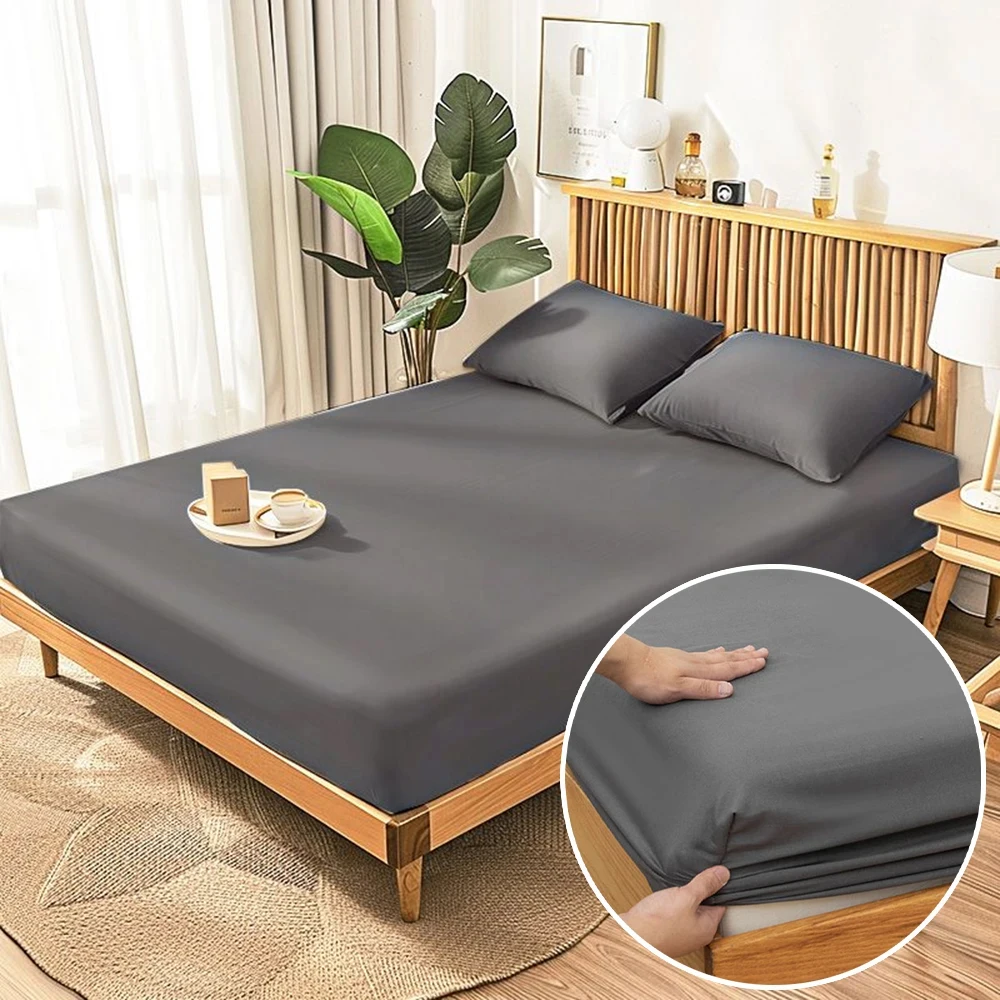 

1PC Solid Cover Fully Wrapped Bed Sheets Cover Non Slip Adjustable Mattress Cover Bedding (excluding Pillowcases) Spannbettlaken