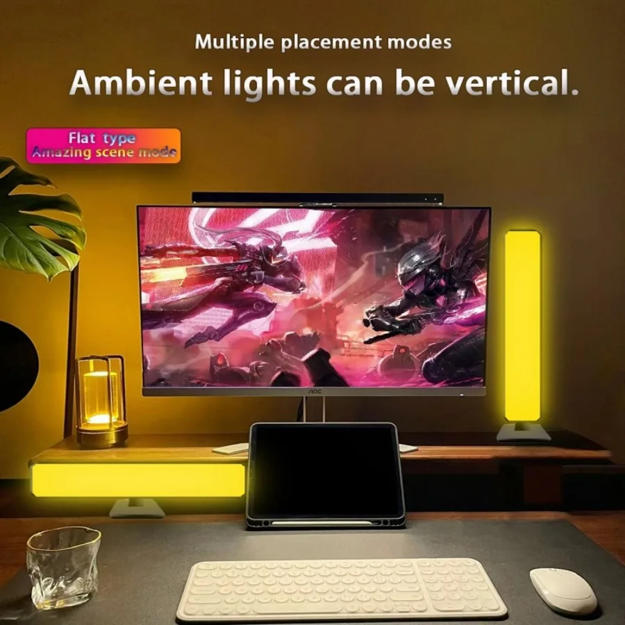 Smart RGB Gaming Atmosphere Light TV Gioco Computer Decorazione desktop Lampada da scrivania App Tuya Luce ritmica musicale per auto con telecomando