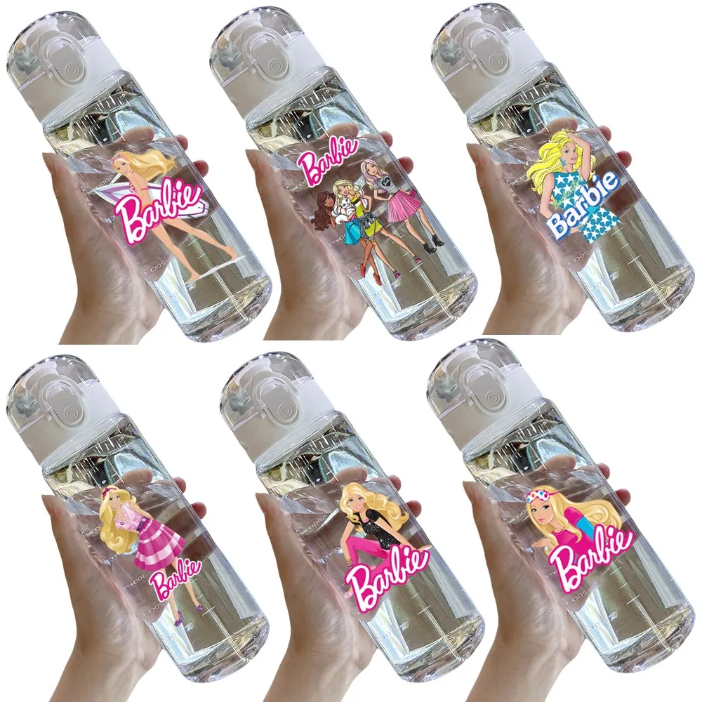 780ML Water Cup Cartoon Barbie Outdoor Sports Portable Large Capacity Plastic Cups Transparent Plastic Water Bottle Girl Gift