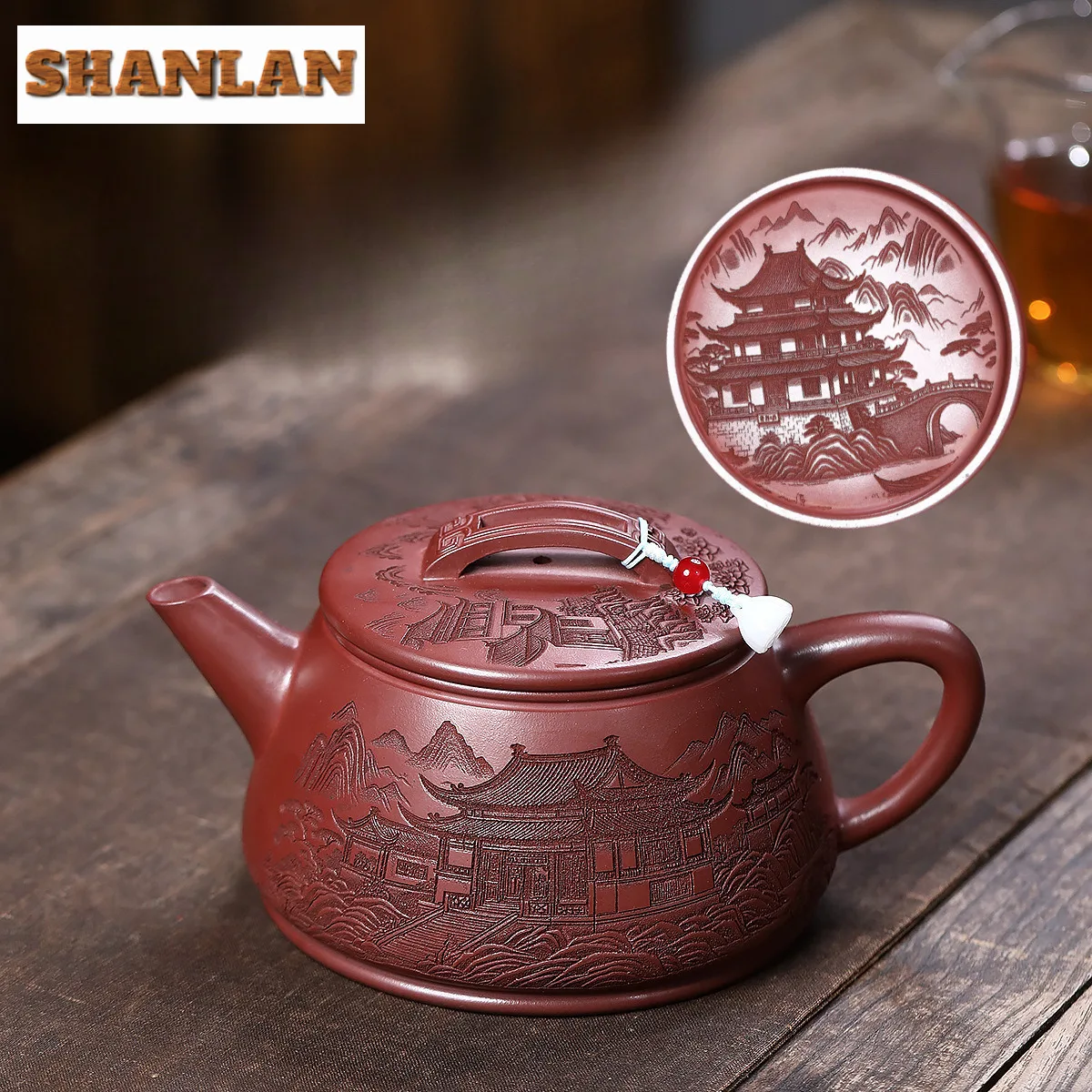 

640ml Yixing Purple Clay Teapots Handmade Large Caliber Pot Raw Ore Red Leather Dragon Mud Kettle With Filter Zisha Tea Set Gift