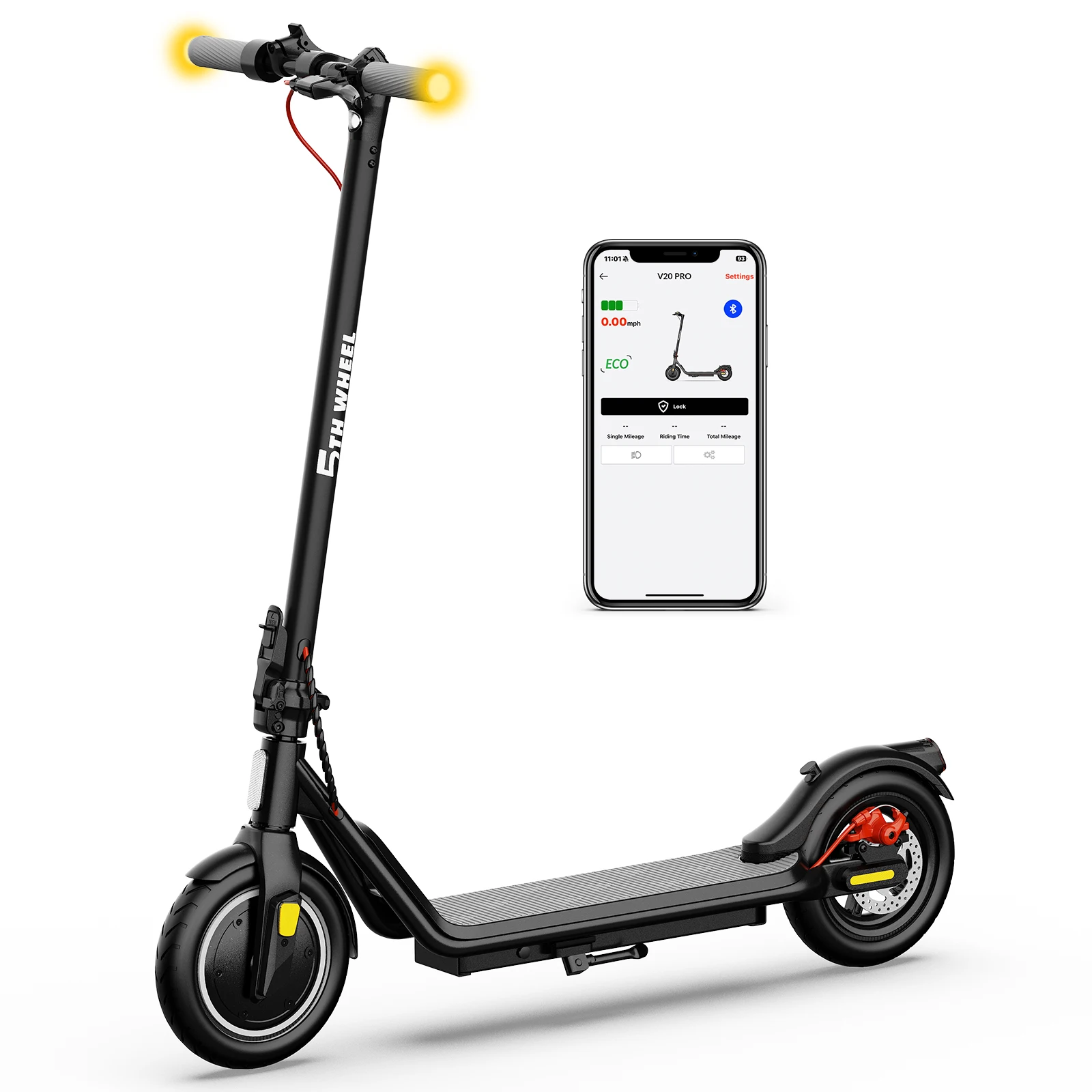 Trottinette électrique 5TH WHEEL, moteur 350W, 36V 7.5Ah, 32 km d'autonomie, contrôle par application, trottinette électrique pliable légère pour adultes et adolescents