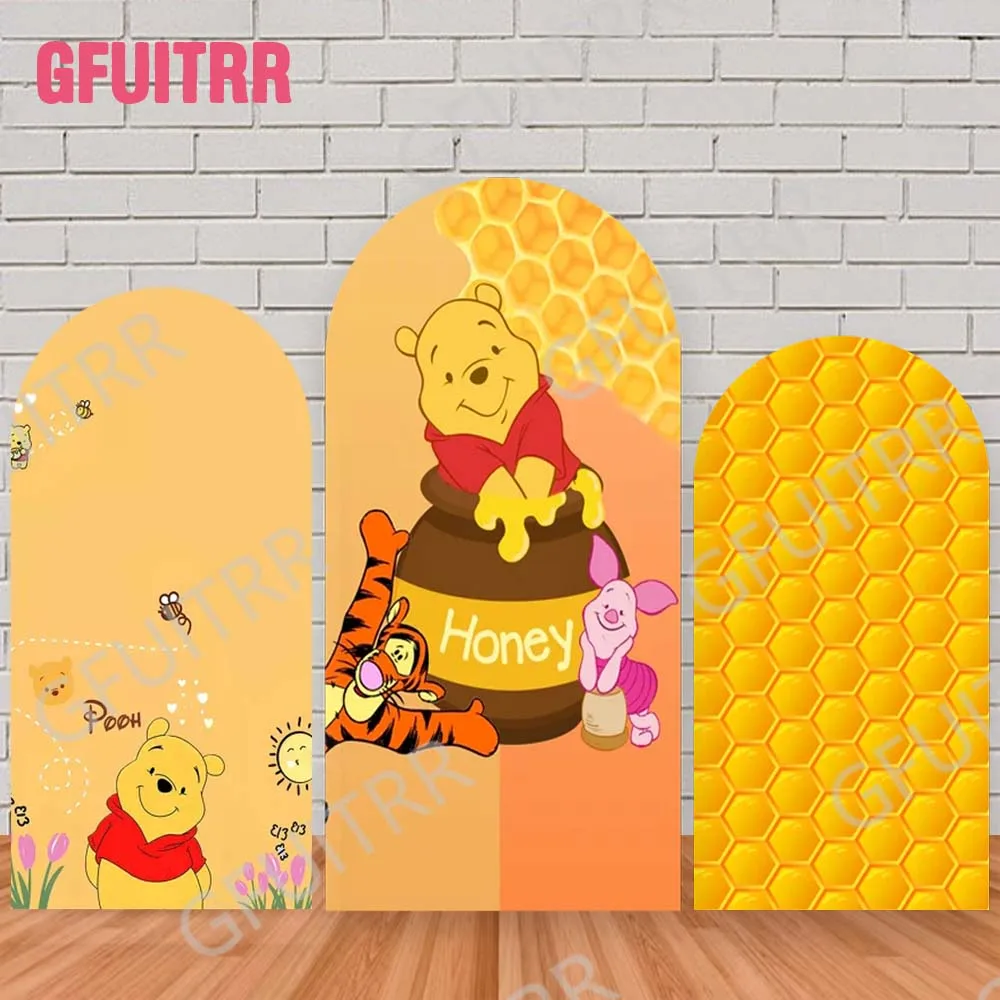 

Винни-Пух, арочный фон, украшение для детского душа, детский день рождения, двухсторонняя молния, чехлы для фотографий