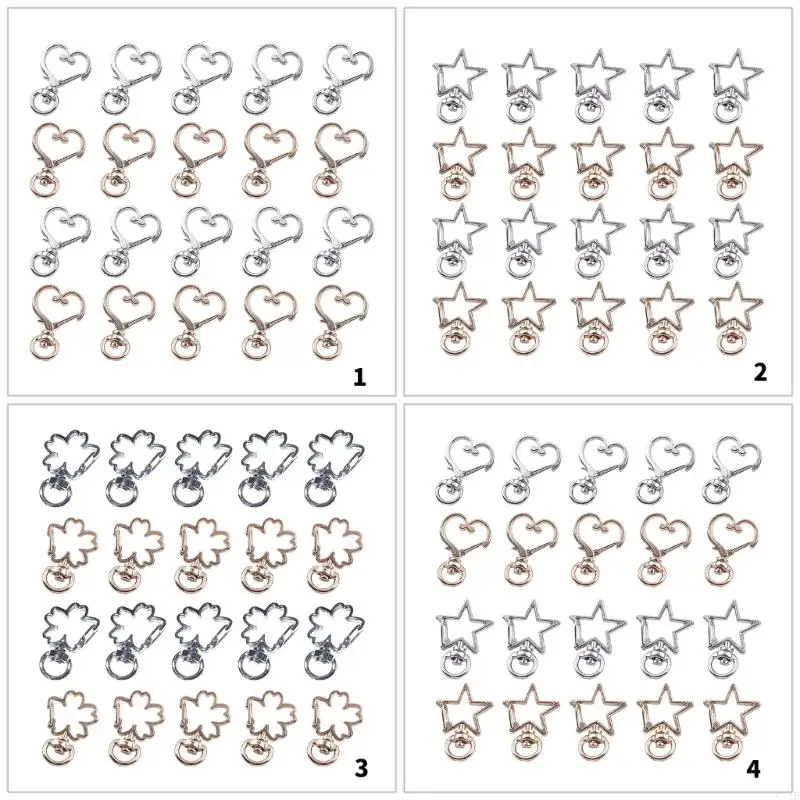 Pack of 20 Metal Rotating Keyrings with Distinctive Designs for Easy Management and Personalize Accessory Styles