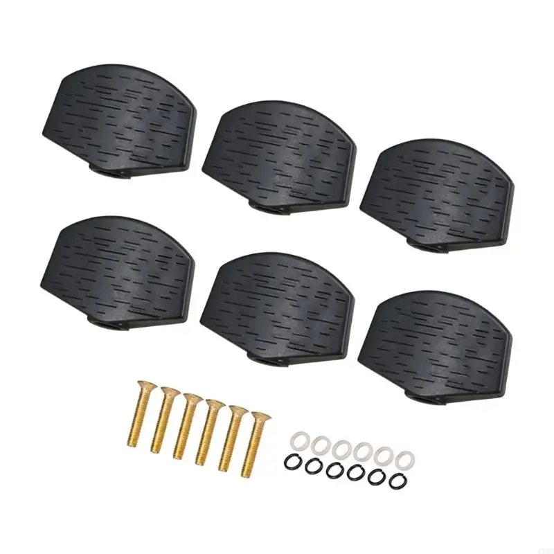 ABS Guitar Tuner Button Caps Set, Black Replacement Knobs with Screws and Washers for Daily Guitar Maintenance 4XBB
