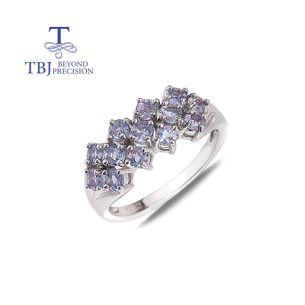 

TBJ,Elegant Natural round 3.0mm Tanzanite Women's Ring Gorgeous 925 sterling Silver fine jewelry for engagement anniversary wear