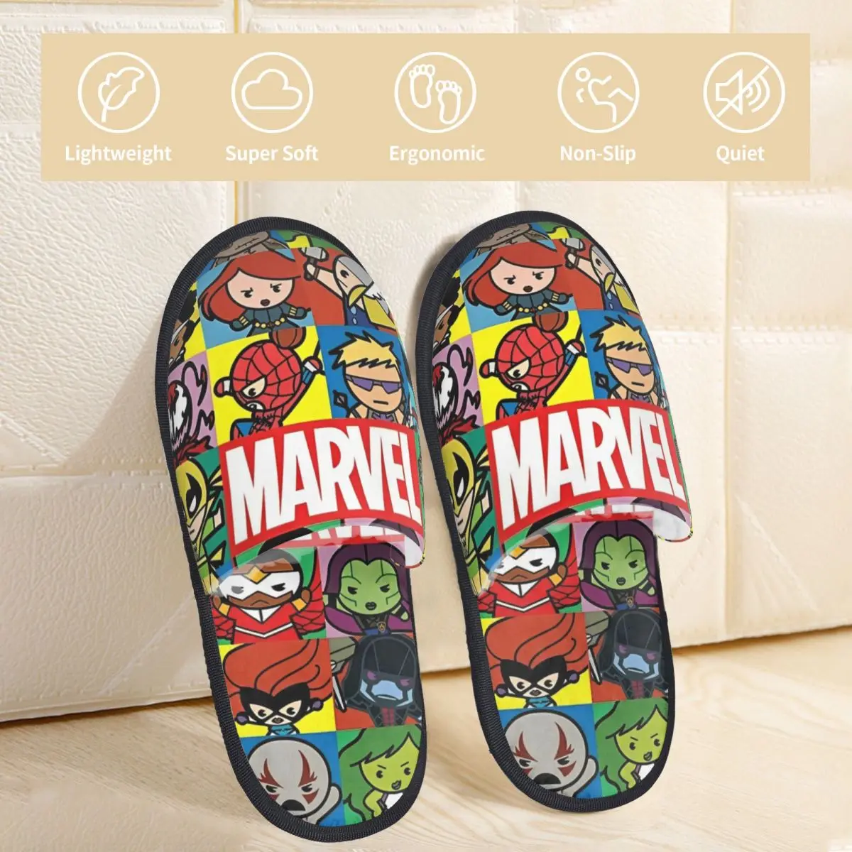 Marvel Hero Heros Cotton Slippers Indoor Soft Memory Foam Slides Non Slip