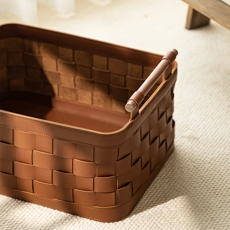 Italian hand-woven storage basket, high-end storage box, sundries, dirty clothes basket, cloakroom, light luxury high-end