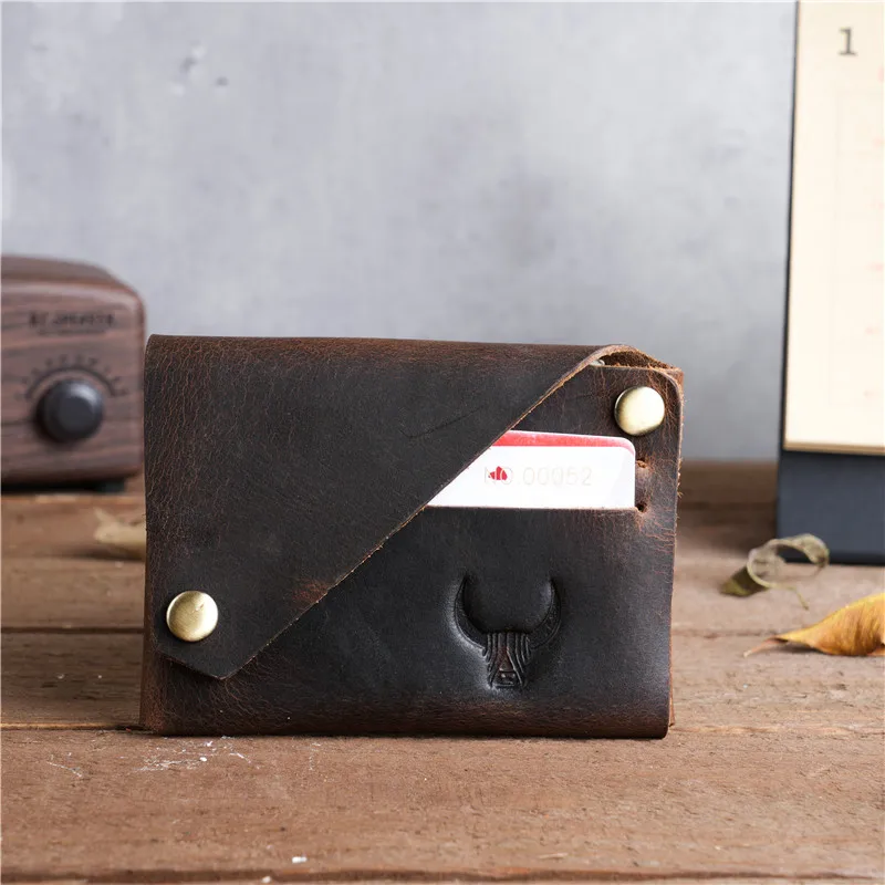 NEW Men Card Holder Genuine Leather Minimalist Personalizd Money Bag Male Purses High Quality Fashion Coin Pocket Male Wallet