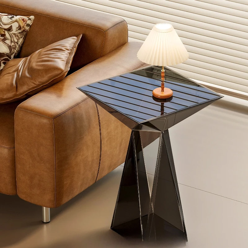 

Acrylic integrated bedside table bedside simple modern light luxury American bedroom bedside shelf sofa side few