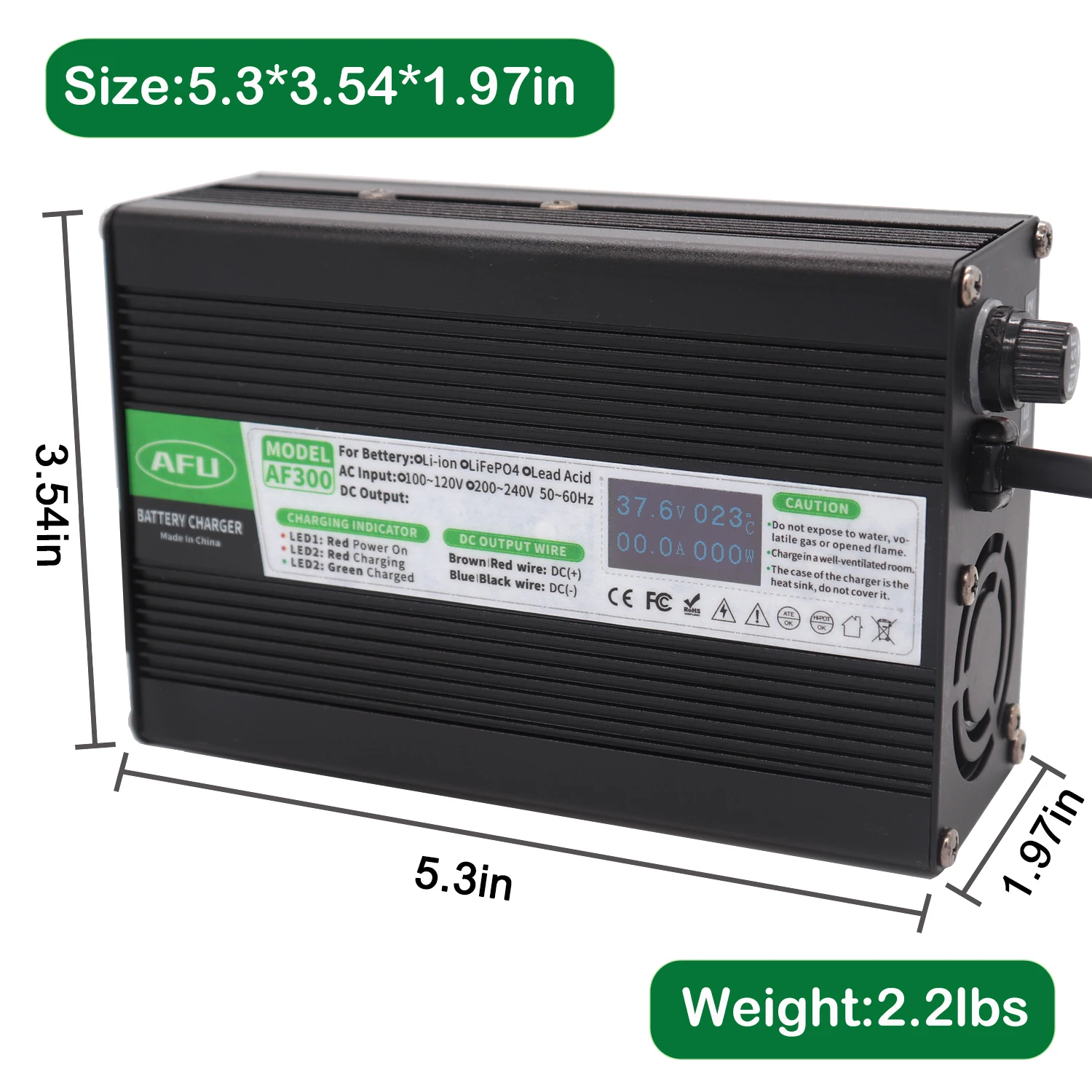 75.6V 3.5A Li-ion Battery Charger For 18S 66.6V Battery Pack Quick Charge Fully Automatic With OLED Display Fast