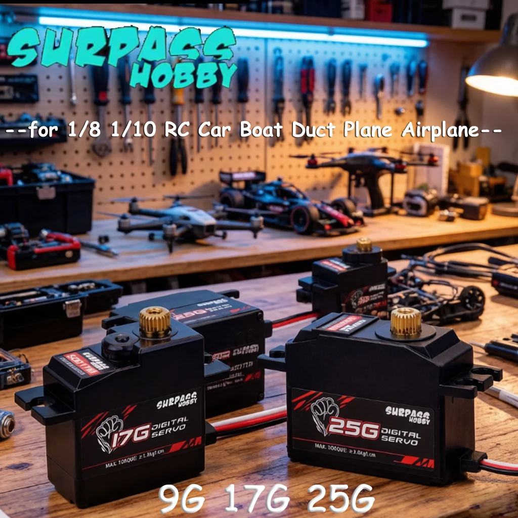 1/2/4PCS SURPASS Hobby Override Digital Servo 9G 17G 25G Metal Gear Servo for 1/8 1/10 RC Car Boat Duct Plane Airplane RC Parts