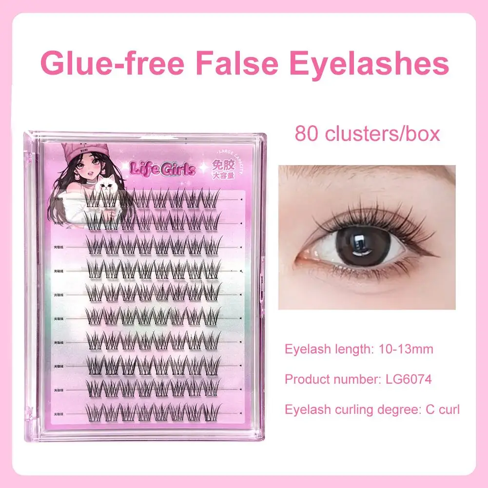 Clusters de cils sans colle, Extensions de cils à pointes, volants obliques, faux produits, maquillage de style renard W N9S7