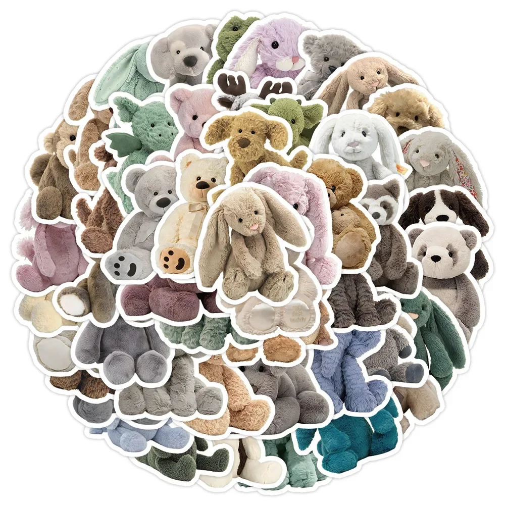 50PCS Cute Teddy Bear Doll Sticker Graffiti DIY Phone Case Scrapbook Water Cup Laptop Guitar Waterproof Decal Kids Toy