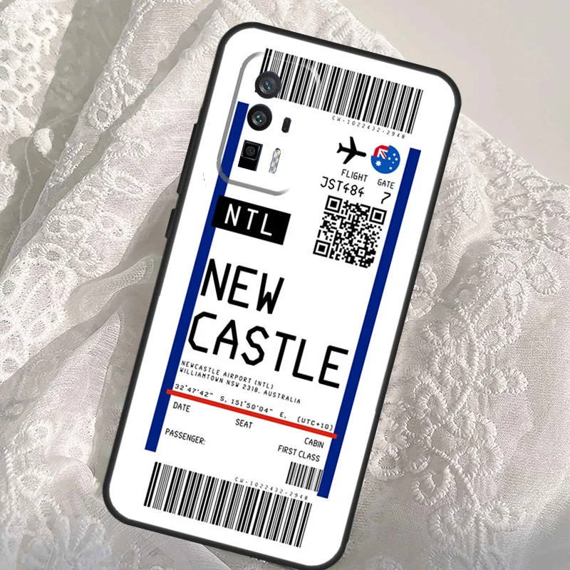 London New York Miami Flight Ticket Case For Xiaomi 14T Pro 13T 12T 11T 13 14 Ultra POCO X6 F6 Pro M6 X3 X5 M5s F3 F5 Cover