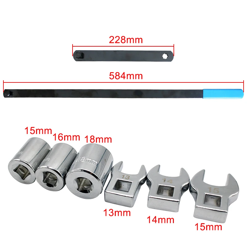 New 8Pcs Idler Pulley Adjuster Wrench Belt Tensioner Adjuster Lever Tool Extension Wrench Repair Tool