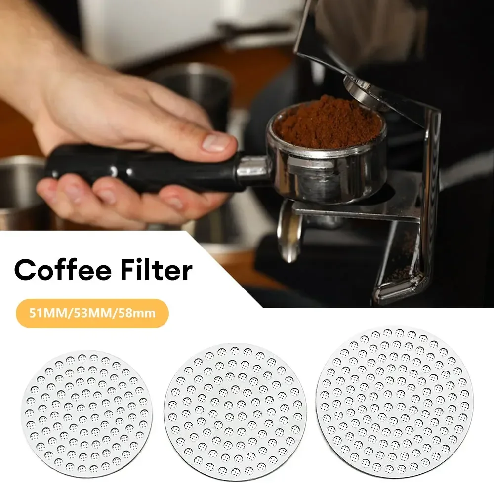 51/53/58mm Reusable Metal Double Coffee Filter Fine Mesh Heat Resistant Coffee Puck Screen Professional Espresso Accessory Mixer