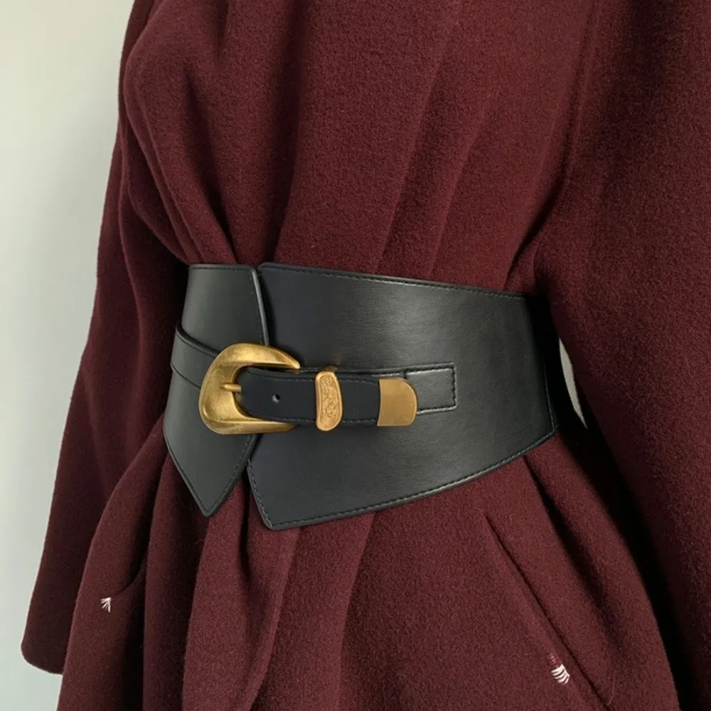 elegant-spicy-girl-pu-leather-corset-elastic-solid-color-wide-belt-waistband-slimming-wide-cummerbunds-outfits