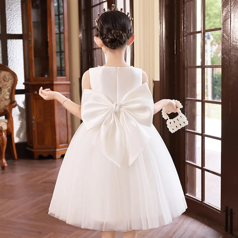 Pink Princess Dress for Girls jumper skirt Autumn Children's Piano Performance Birthday Dresses Flower