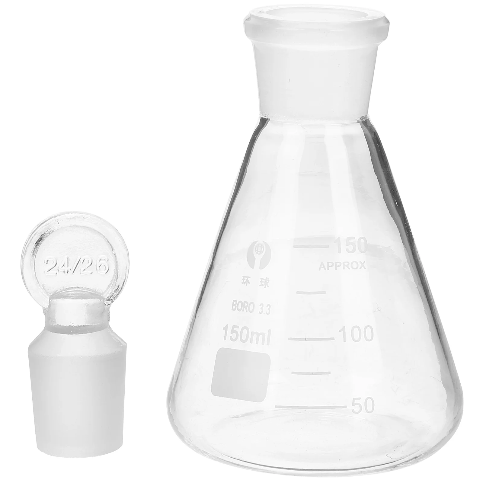 frasco erlenmeyer de copo de 150ml com rolha triangulo erlenmeyer balao conico colar de quimica suprimentos de laboratorio de vidro 01