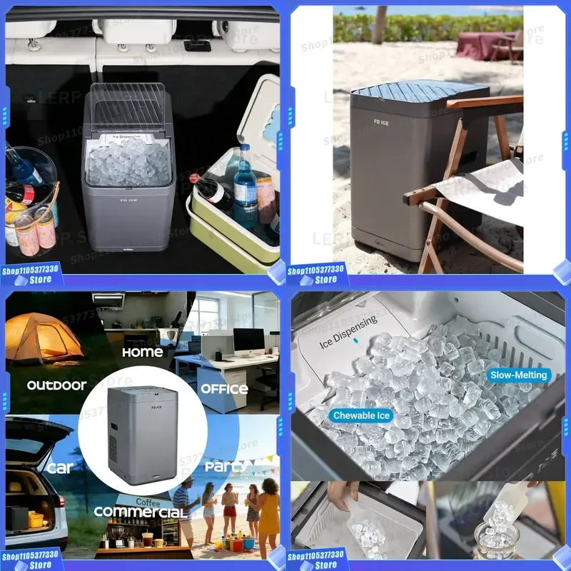 Factory Sales Portable Ice Maker for Kitchen Slow-melting for Outdoor & Car Use Portable Chewable Ice Countertop Ice Maker