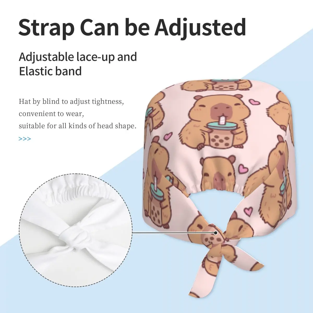 Милая капибара любит питьевой пузырьковый чай, скраб, шляпа для врача, рабочая хирургическая шапочка для мужчин и женщин, регулируемые шапочки для кормления для стоматолога