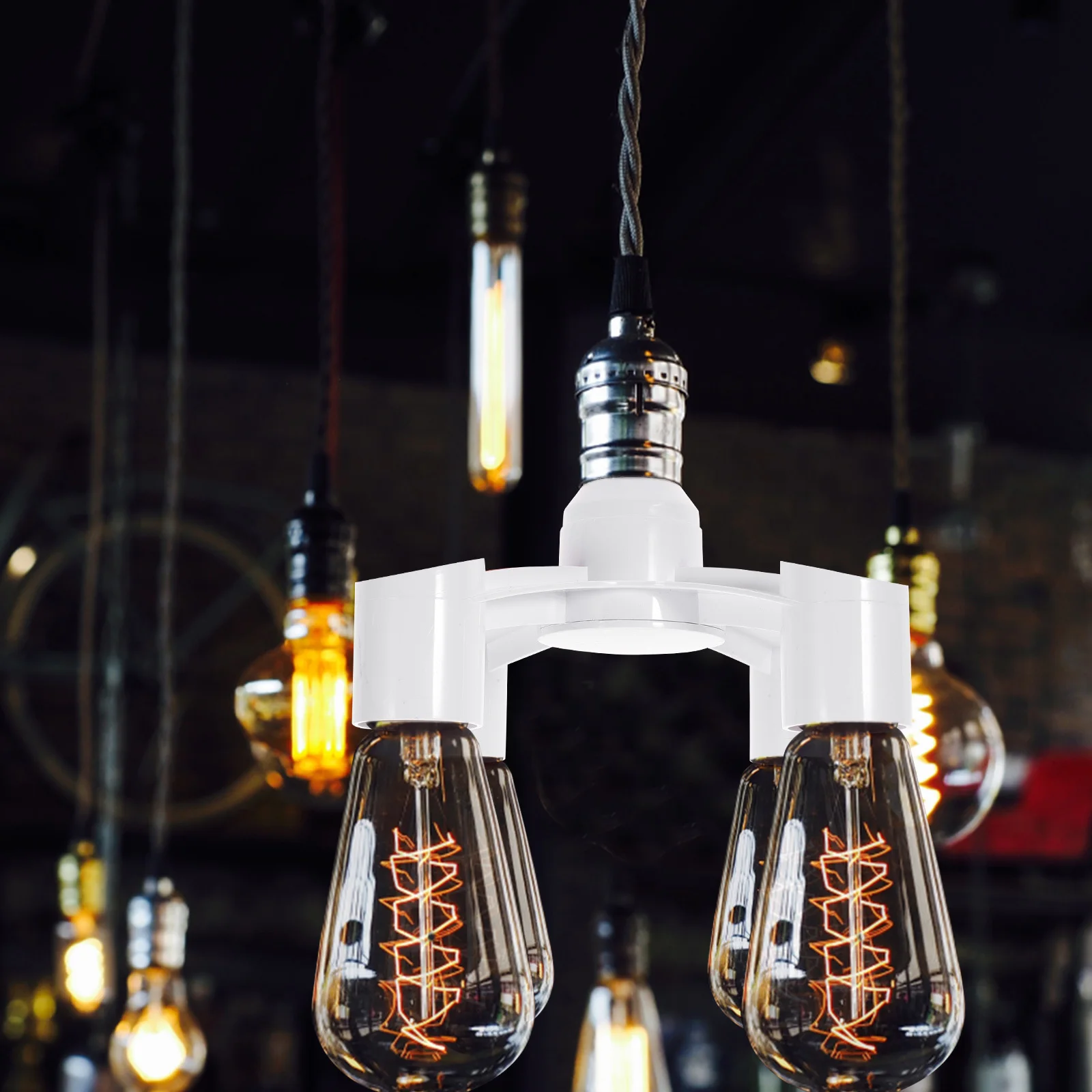

Light Bulb Splitter 4 Branch E26 E27 Socket Extender Lamp Holder ABS Insulated Copper Contact Compact Design Portable Use